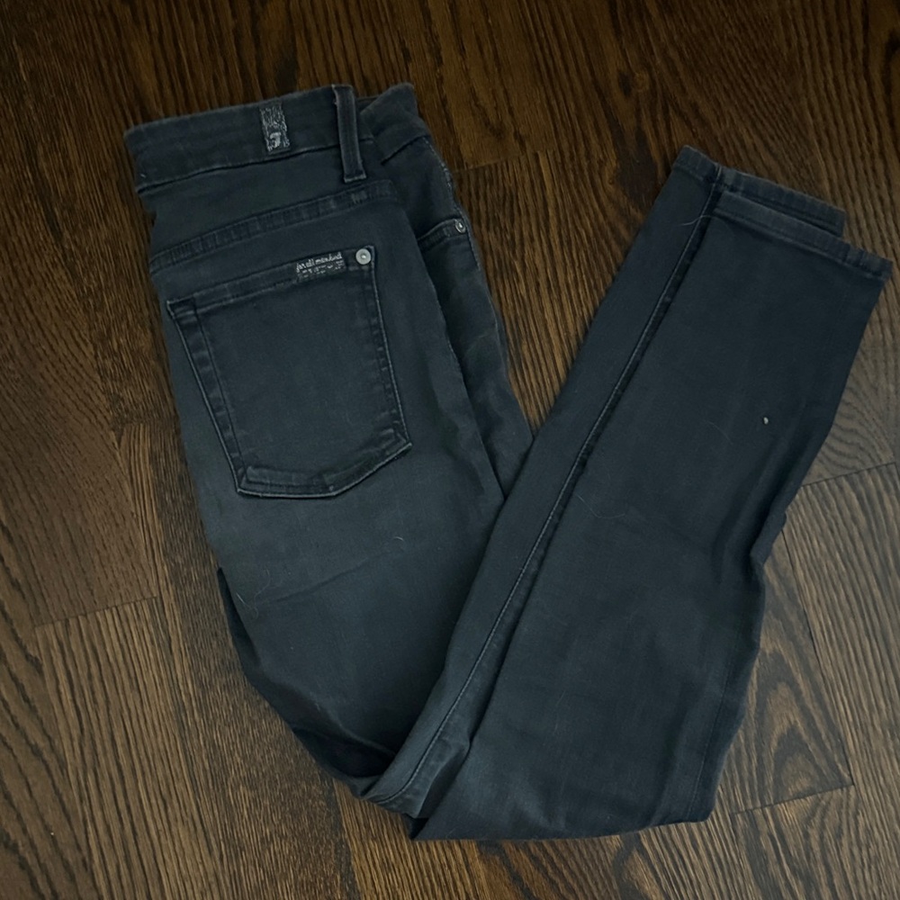 7 For All Mankind Dark Gray Skinny Jeans